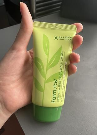 Увлажняющий солнцезащитный крем для лица farmstay green tea seed moisture sun cream spf 50+/pat++, 70 мл2 фото