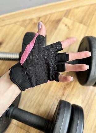 Перчатки для фитнеса зала для спорта женские розовые
