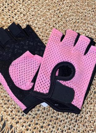 Перчатки для фитнеса зала для спорта женские розовые