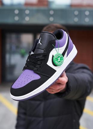 Мужские кроссовки фиолетовые с черным nike jordan 1 retro low violet