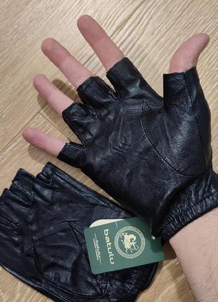 Мужские кожаные короткопалые перчатки "batulu" цвет черный размер xs / 7,5"4 фото