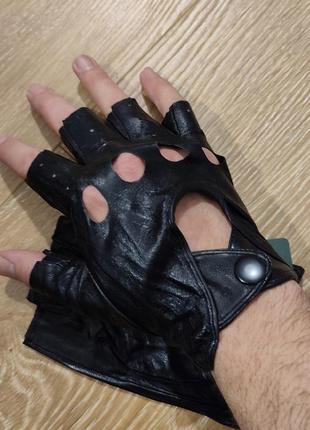 Чоловічі шкіряні короткопалі рукавиці "batulu" колір чорний розмір xs / 7,5"3 фото