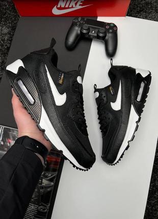Кроссовки nike air max 90 мужские, кроссовки найк аир макс 90 кожаные черные, найки мужские