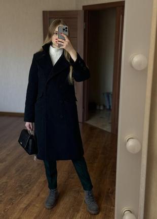 Стильный винтажный  серый шерстяной пальто классическое тренч очень теплое zara5 фото