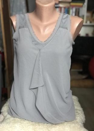 Майка блуза топ  драпірування сірий комбінований бренд  vera wang