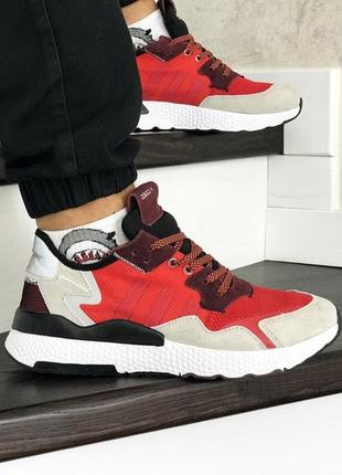 Кроссовки adidas nite jogger boost красно-бежевые1 фото