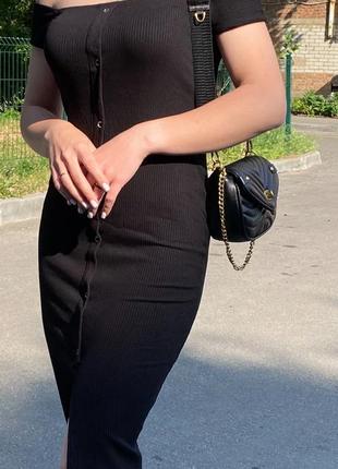Черное платье женское в рубчик asos на плечи3 фото