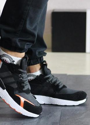 Кроссовки adidas nite jogger boost черно-оранжевые3 фото