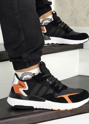 Кроссовки adidas nite jogger boost черно-оранжевые4 фото