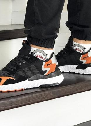 Кроссовки adidas nite jogger boost черно-оранжевые5 фото