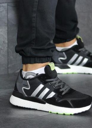 Кроссовки adidas nite jogger boost черно-белые3 фото