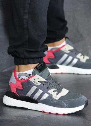 Кроссовки adidas nite jogger boost серо-красные1 фото