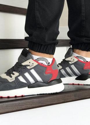 Кроссовки adidas nite jogger boost серо-красные5 фото