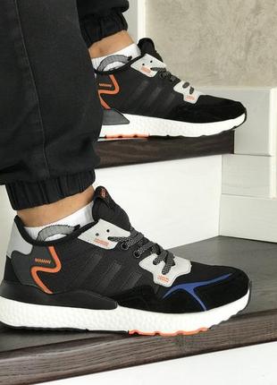 Кроссовки adidas nite jogger boost черно-оранжевые3 фото