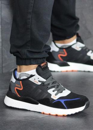 Кроссовки adidas nite jogger boost черно-оранжевые1 фото