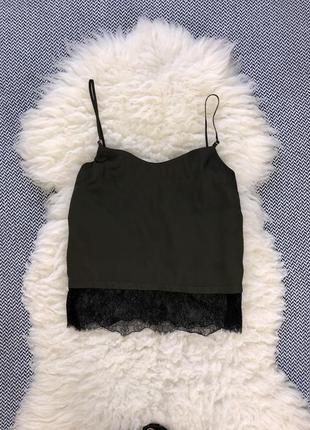 Кружевная майка топ атласная кружево бельевой стиль бретельки