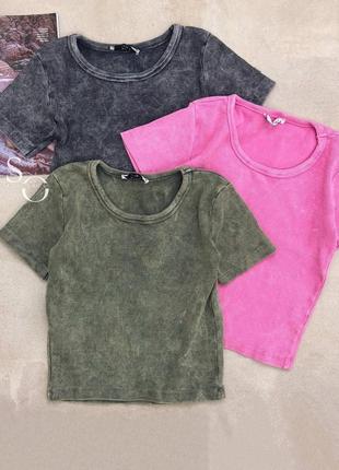 Розовый хаки графит женский базовый топ варенка женская укороченная футболка варенка под винтаж базовый летний топ1 фото