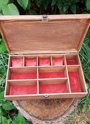 Шкатулка деревянная под очки и часы , тм wooden organizer1 фото