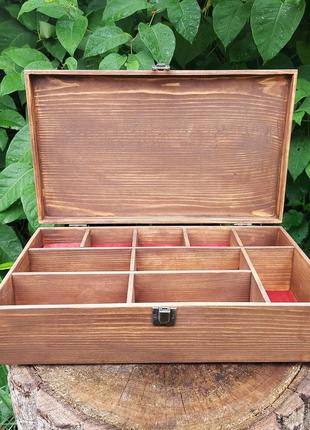 Шкатулка деревянная под очки и часы , тм wooden organizer3 фото