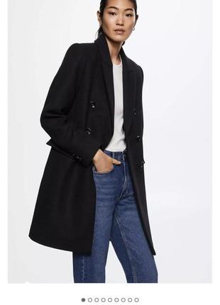 Zara женское черное пальто с примесями шерсти eur (s)