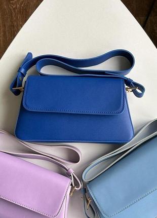 Женская сумка синяя сумка трапеция синий клатч сумка багет сумочка на плечо