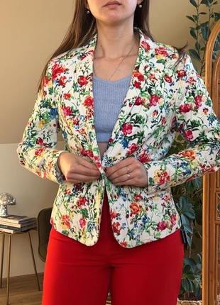 Пиджак жакет в цветочный принт1 фото