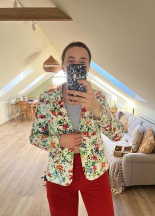 Пиджак жакет в цветочный принт4 фото