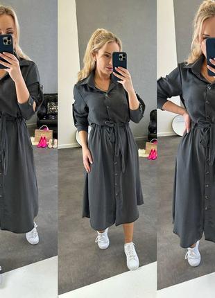 Легка сукня сорочка довжини міді9 фото