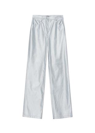 Серебряные брюки из экокожи