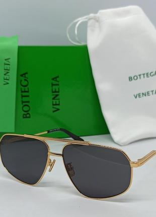 Окуляри в стилі bottega veneta bv 11960 унісекс сонцезахисні чорні в золотому металі