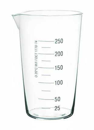 Мензурка (мерный стакан) 250 мл (шкала 25 мл) стеклянный гост 1770-74