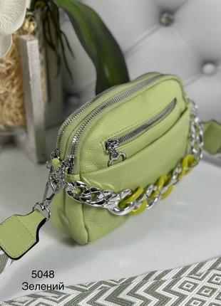 Женская стильная и качественная сумка из эко кожи на 2 отдела св.зелена3 фото