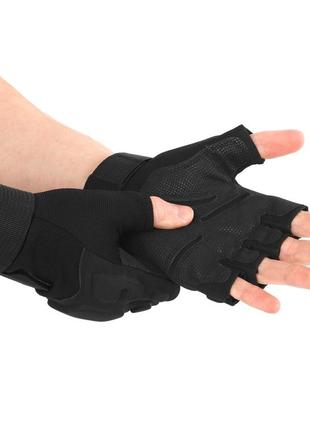 Перчатки тактические с открытыми пальцами черные размер l