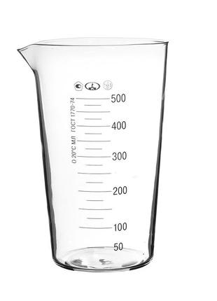Мензурка (мерный стакан) 500 мл (шкала 25 мл) стеклянный гост 1770-74