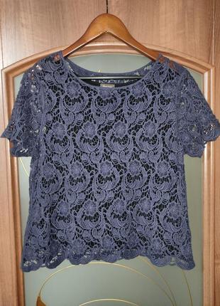 Кружевная / ажурная коттоновая блуза / футболка phase eight (хлопок, вискоза)