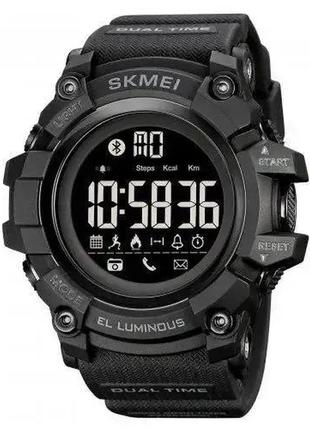 Годинник наручний чоловічий skmei 2053bk bluetooth, black, водонепроникний чоловічий годинник. колір: чорний3 фото