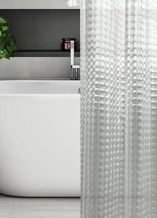 Штора для ванної кімнати chrystal 3d  з кільцями 12 шт.розмір 180х180. матеріал peva.