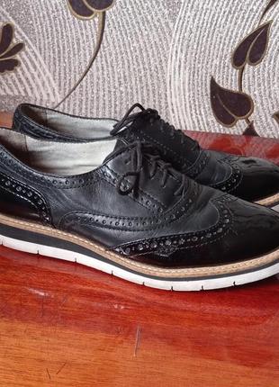 Туфли-оксфорды броги ботинки из натуральной кожи tamaris оригинал 3910 фото