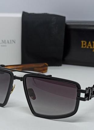 Очки в стиле balmain bps-139b унисекс солнцезащитные темно серый градиент в черном металле