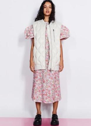 Свободное платье хлопка макси миди платье розовое цветы hm cos arket m&s zara
