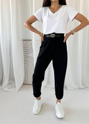 Черные женские базовые универсальные брюки брюки мом свободного кроя костюмка женские классические брюки3 фото