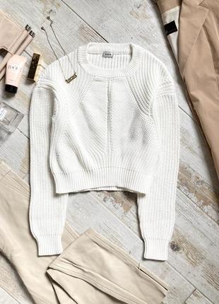 Хлопковый белый кроп свитер pimkie
