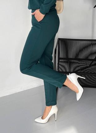 Класичні брюки жіночі на резинці брюки гірчичні літні трикотажні штани жіночі звужені на літо3 фото