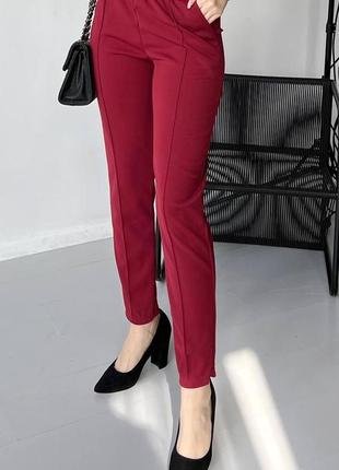 Класичні брюки жіночі на резинці брюки бордові літні трикотажні штани жіночі звужені на літо