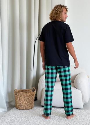 Чоловічі піжамні штани, зелено/чорні4 фото