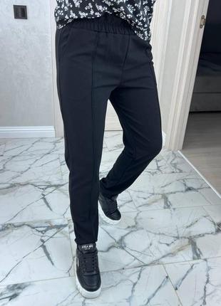 Класичні брюки жіночі на резинці брюки чорні літні трикотажні штани жіночі звужені на літо3 фото