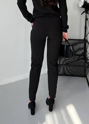 Класичні брюки жіночі на резинці брюки чорні літні трикотажні штани жіночі звужені на літо2 фото