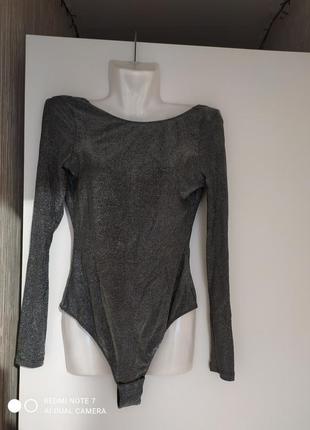Боди блестящий с открытой спиной