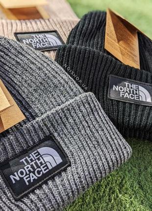 Чоловіча зимова шапка the north face tnf з закотом,  унісекс шапка тнф4 фото