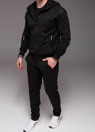 Чоловічий спортивний костюм чорний з капюшоном "break"3 фото